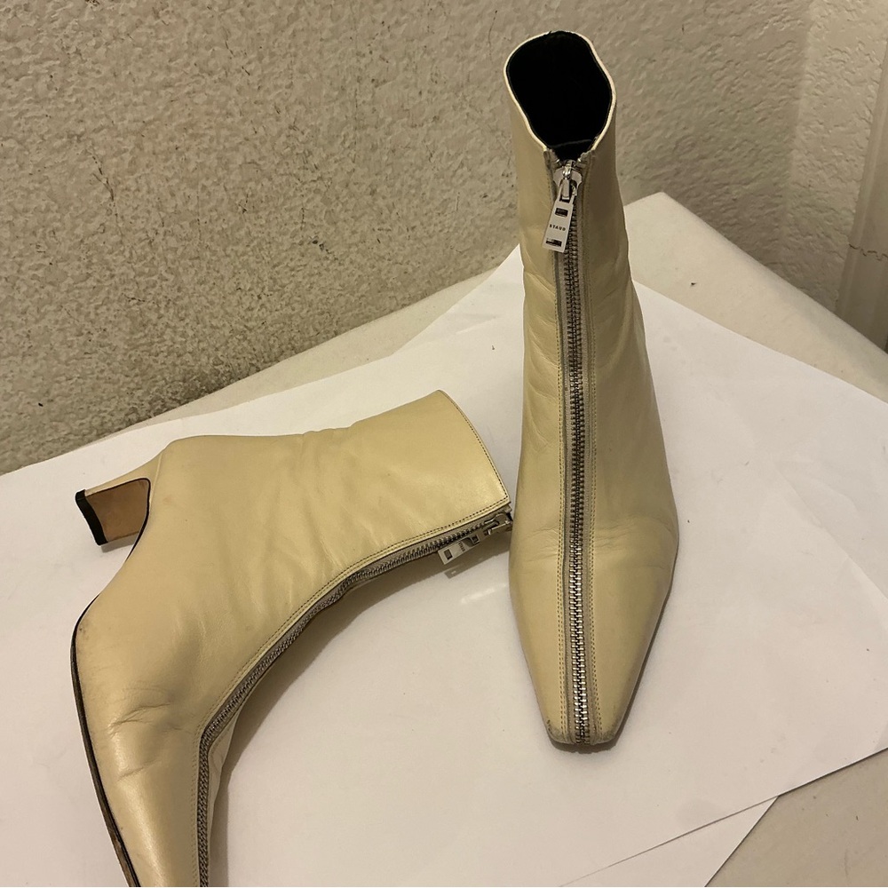 STAUD Cream Zippered Heeled Boots size 37.5 EUR - Picture 7 of 9